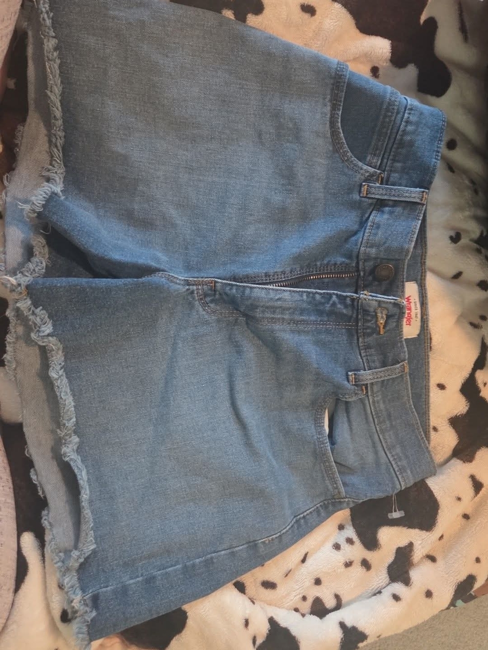 Wrangler Light Blue Denim Cutoff Shorts with Frayed Hem